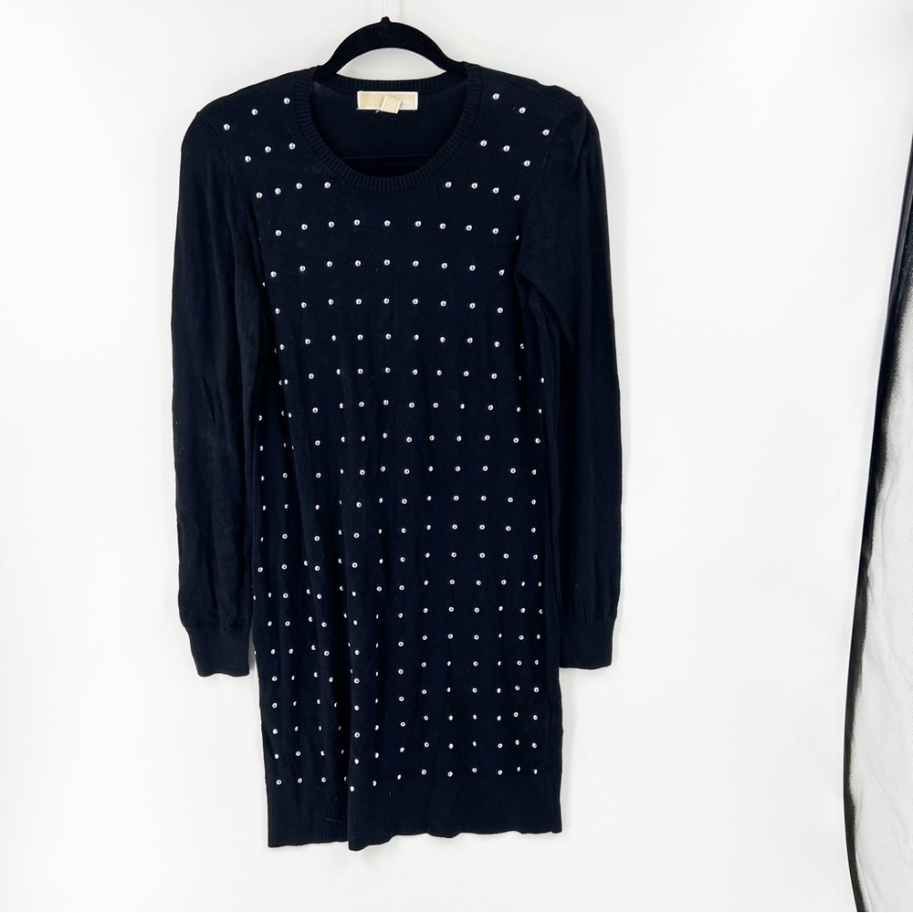 ✅ MICHAEL Michael Kors SILVER Studded Sweater Dress black size LARGE